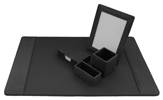 Black Leather Desk Pad and Accessories Set