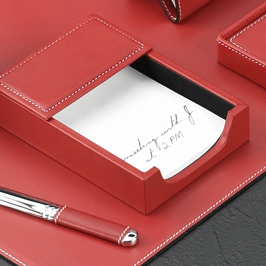 Red Stitched Leather Desk Accessories Set  Leather desk accessories,  Leather desk, Desk accessories